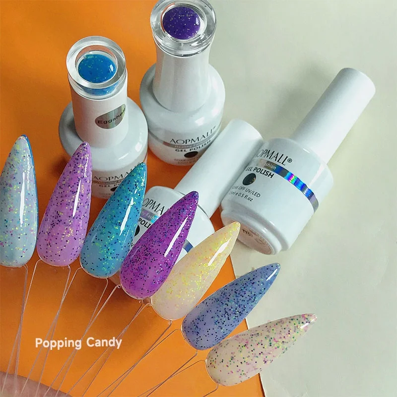 AOPMALL OEM Neon Colors Eggshell Collection Gel Nail Polish Set Soak Off Uv Led Nail Gel for Nail Solon