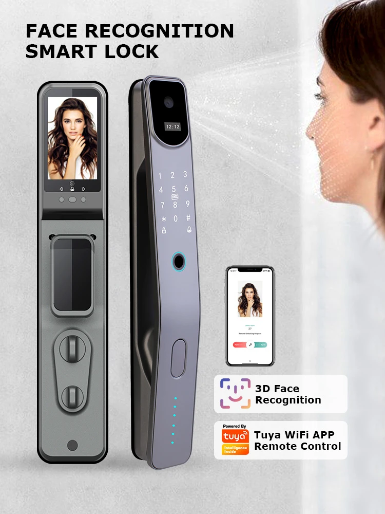 3D Face Recognition Smart Door Lock with Camera Secure Your Home