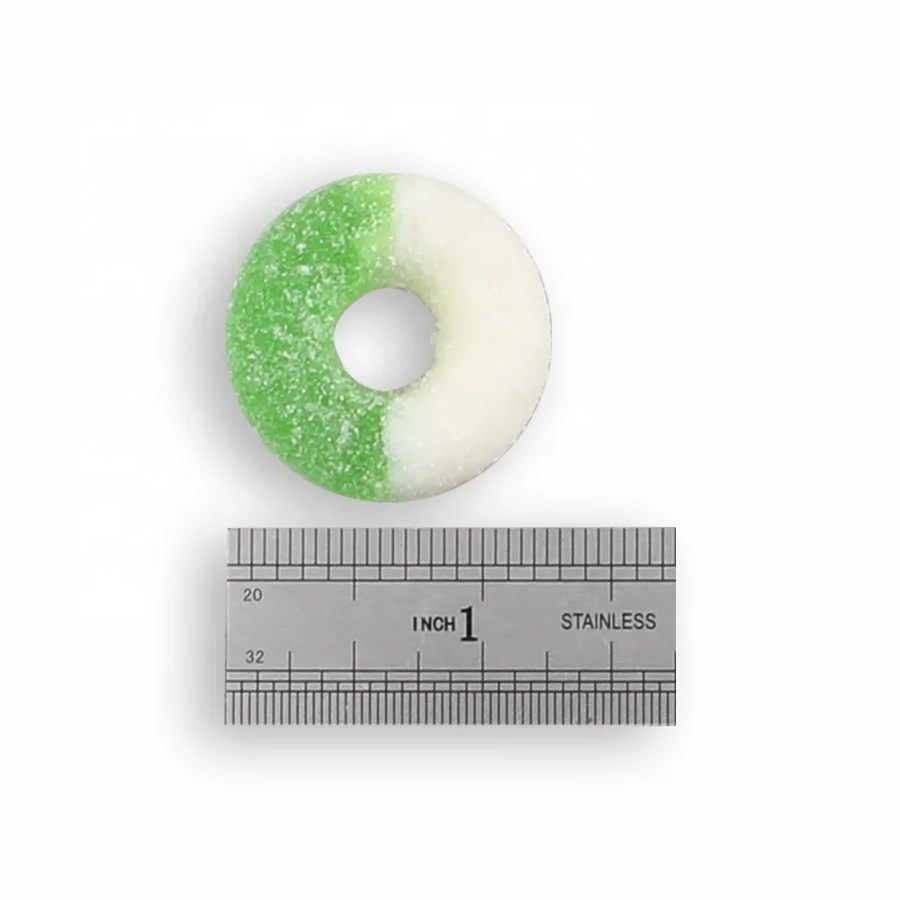 Mixed Color Soft Peach Flavored Ring Shaped Gummy Candy