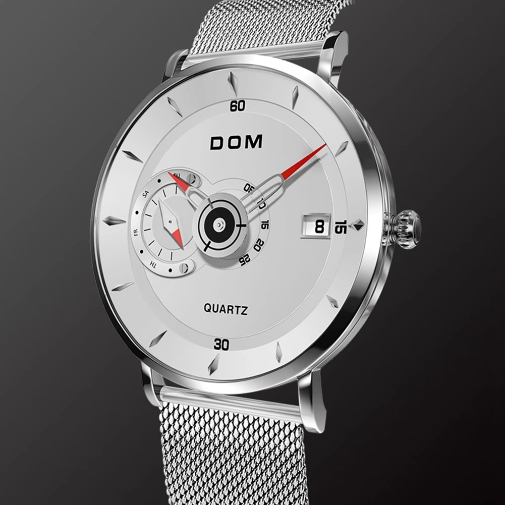 DOM Men's Watch Luxury Quartz with Chronograph Water Resist