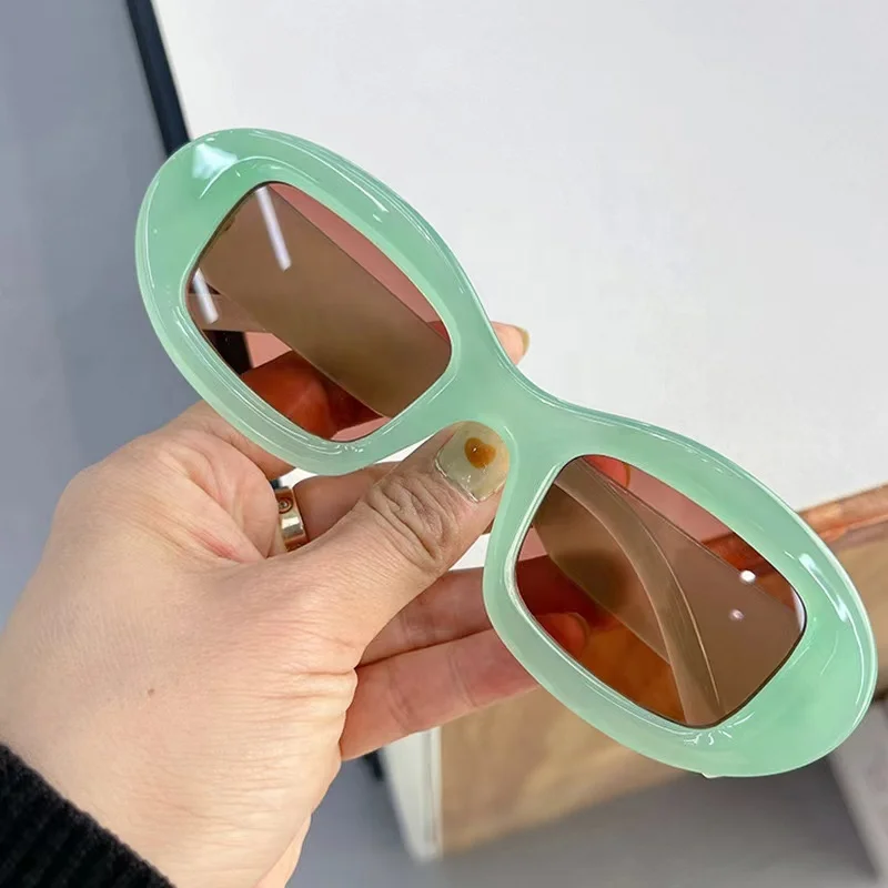 2024 Oval Girl Black Sunglasses for Women Vintage Party Aesthetic