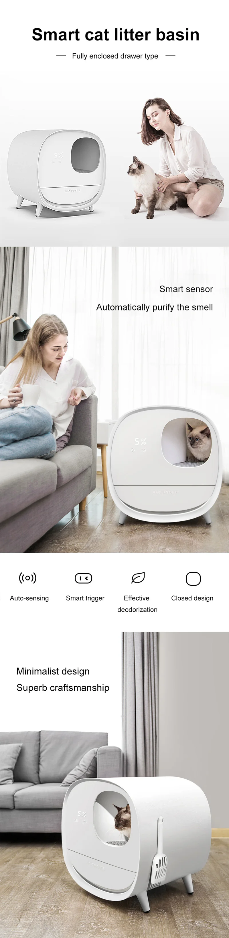 Auto Cat Litter Box Robot Machinery Large Electronic Smart Cat Toilet