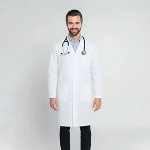 Wholesale Custom Medical White Lab Coat Polyester Cotton Hospital Nurse Doctor Uniforms Pharmacist Chemistry Scientist Lab Coat