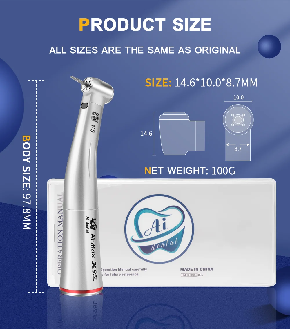 Стоматологическое оборудование ti-max X95L 1:5 увеличивающий контр-угол красный спрей Quattro низкоскоростной наконечник с волоконно-оптическим керамическим