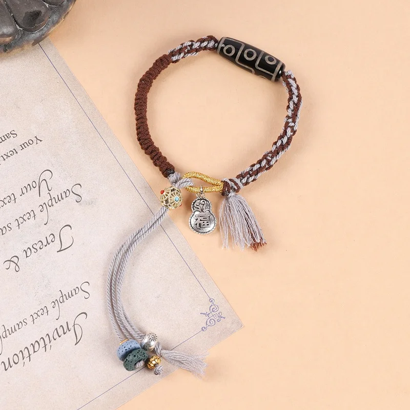 Colorful Tibetan Nine Eyes Dzi Beads Lucky Charm Bracelet