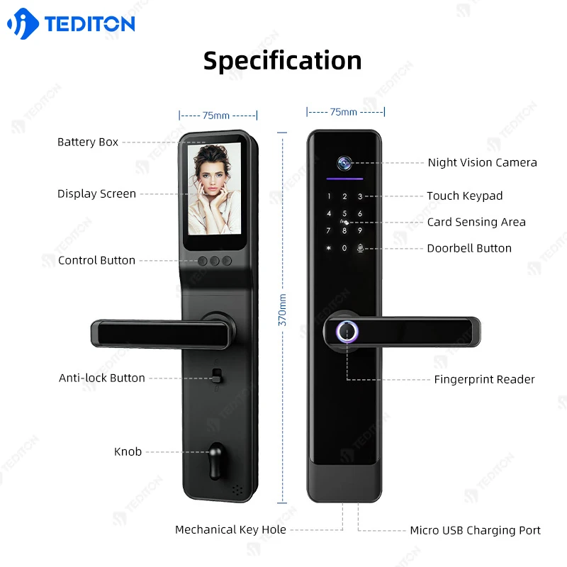 Fechadora Digital Intelligent Door Lock Fechaduras Biometricas Residencial Fechadura Eletronic Tuya Smart Door Lock