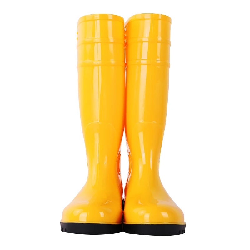 Steel Toe High Heel Rain Boot Gumboots Yellow Pvc Work Design Waterproof Wellington Farm Rain Boots