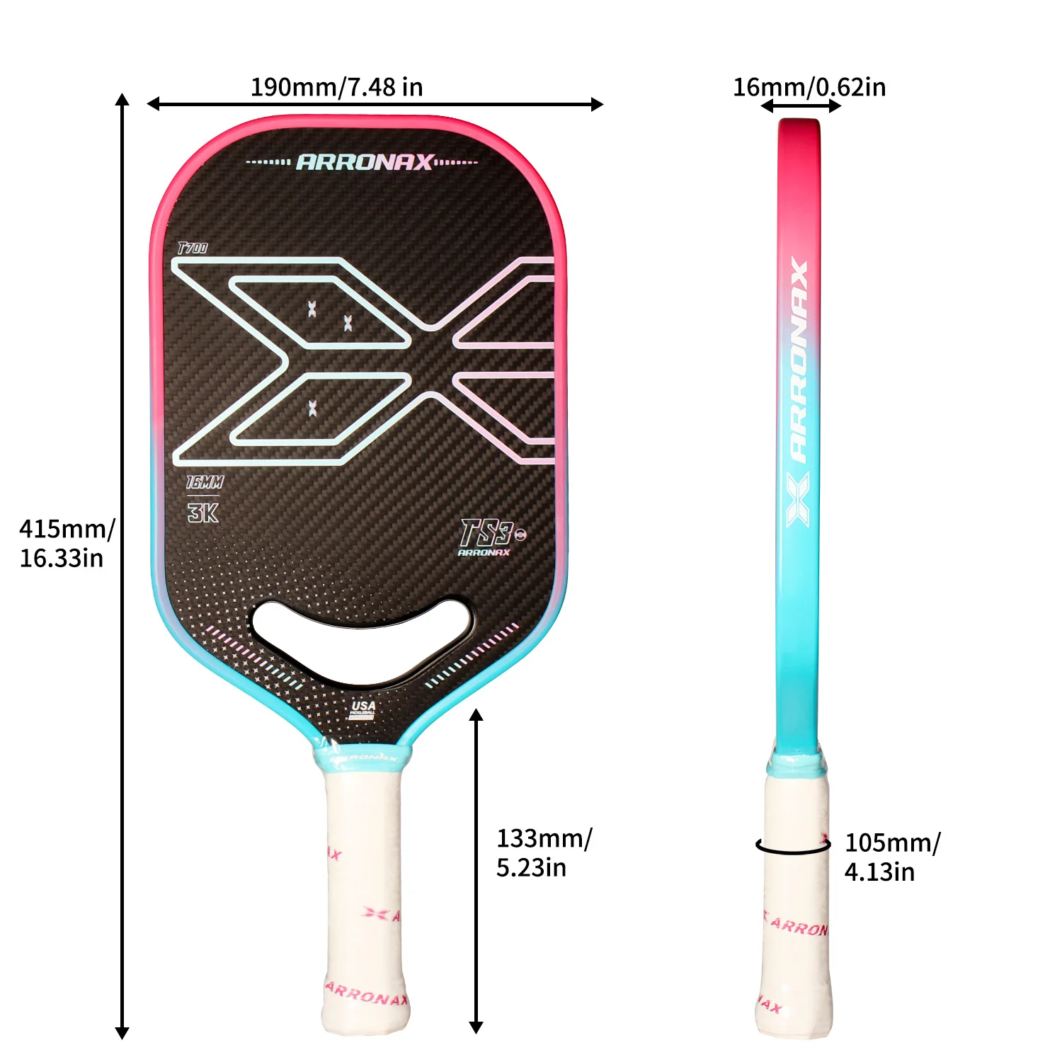 ARRONAX T700 3KカーボンファイバーピックルボールパドルNFCチップ付き