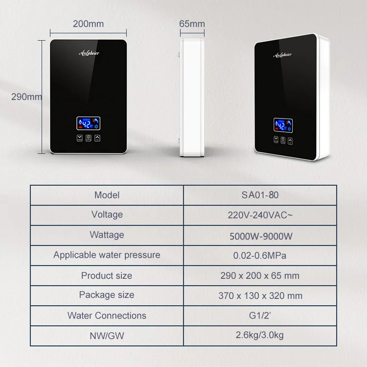 9kw High Efficiency High Quality Electric Water Heater Multi Point Electric Geyser for Bathroom