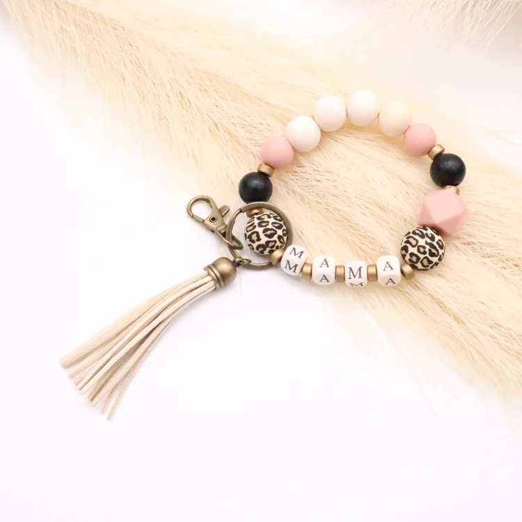 Bangle Bracelets,Silicone Bead Tassel 