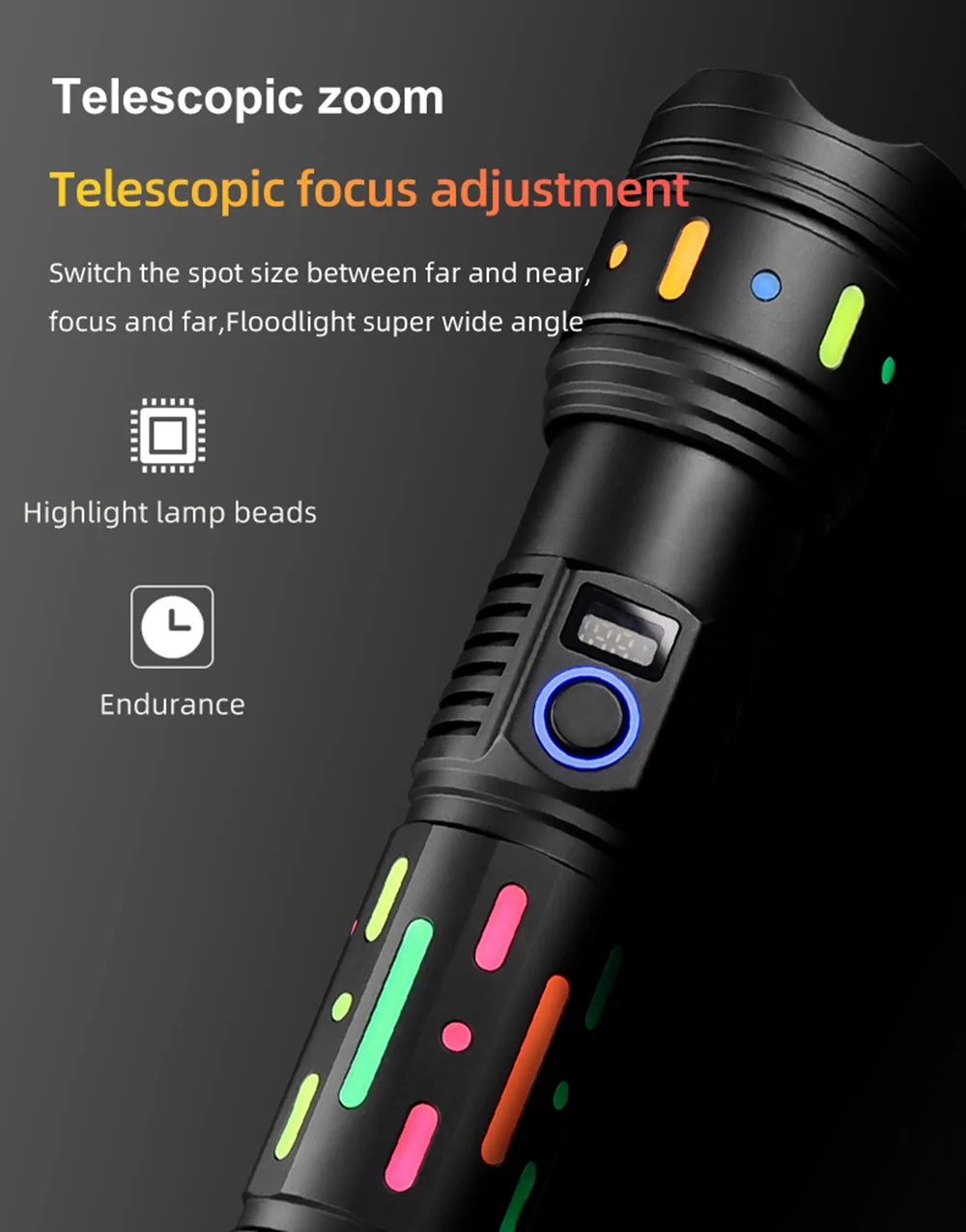 60W Fluorescence LED Flashlights USB Rechargeable High Power Tactical Trekking Torch Torch Waterproof Outdoor Camping Flashlight supplier