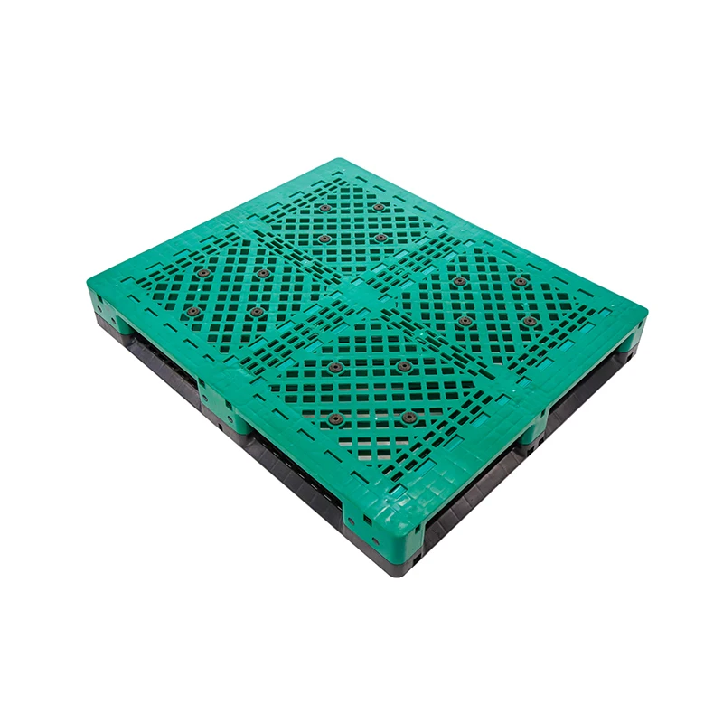 1.2m X 1m Heavy Duty Recycled Plastic Euro Pallet Single Faced 4-Way Racking Pallets with 14 Steel Tubes for Storage Logistics