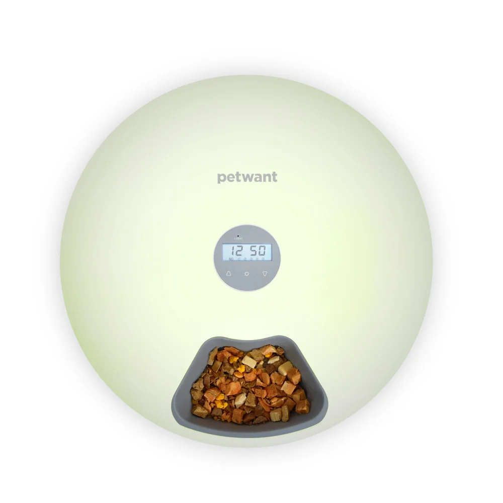 Donuts 6 Meal Automatic Wet and Dry Food Pet Feeder with Programmable Timer Auto Dispenser for Cat Dog