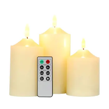 Wholesale ivory real wax battery flameless light new led magic decorative pillar wedding electric candle
