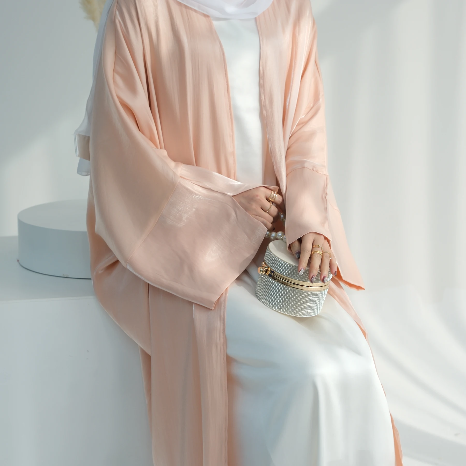 Loria Islamic Clothing EID Open Abaya Kimono Muslim Women Abaya Shinny ...