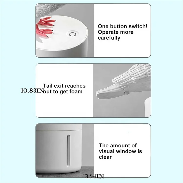 Modern 300ml ABS Foam Pigeon Soap Dispenser Infrared Sense Automatic Bird Poop Soap Dispenser for Hotel Use