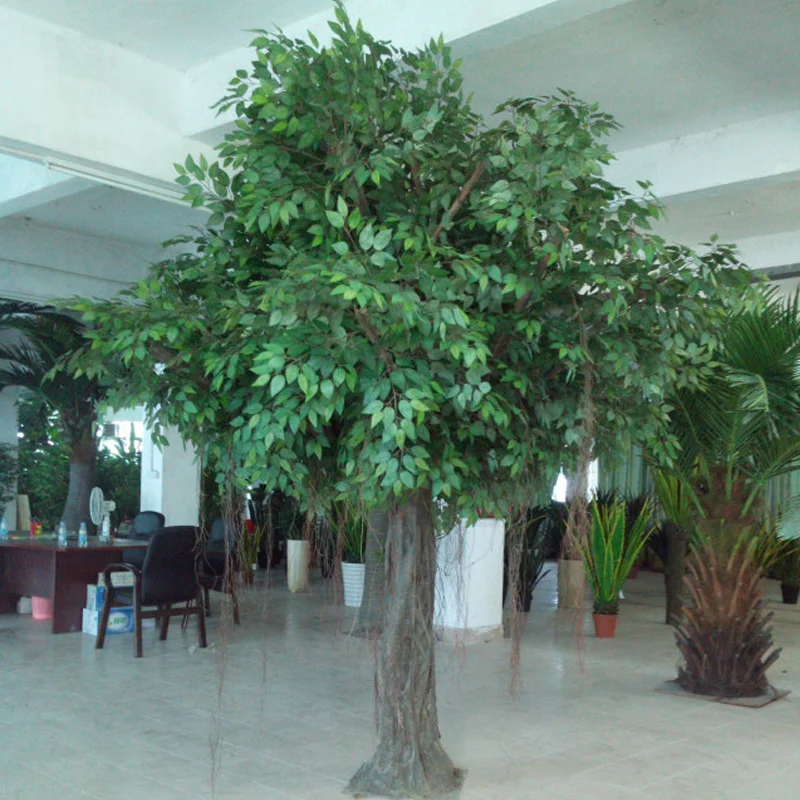 Albero di Baniano Artificiale di 4 Metri Grande Pianta di Ficus Verde Albero Verde Artificiale