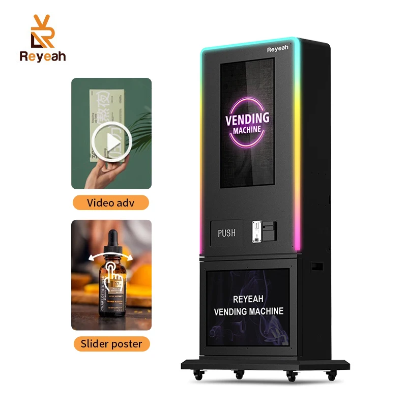 Reyeah Face Recognition Biometric Vending Machine Cbd Id Card Reader Large Capacity 32 Inch Touch Screen Vending Machine