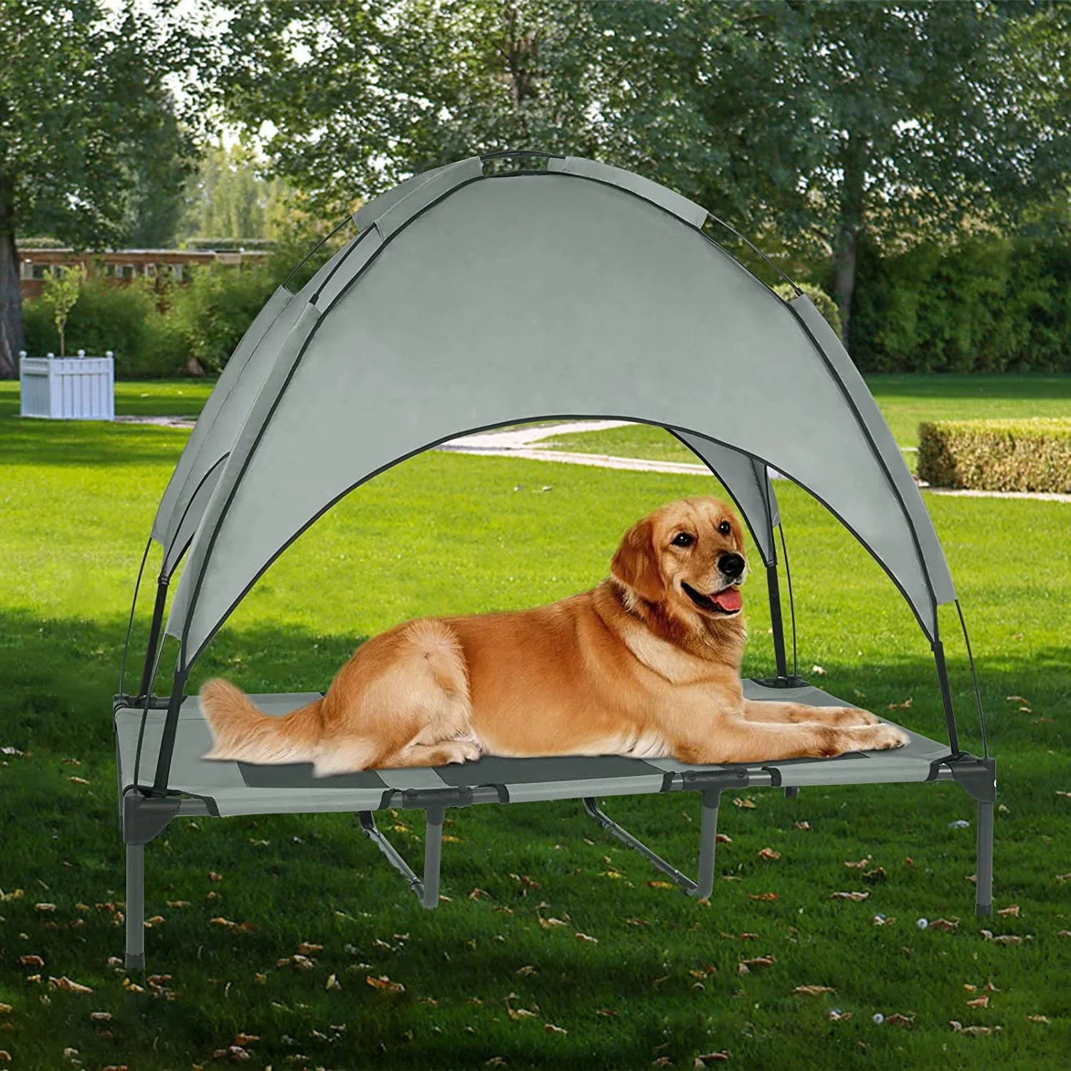 Outdoor Dog Bed With Canopy,Elevated Dog Bed With Removable Canopy