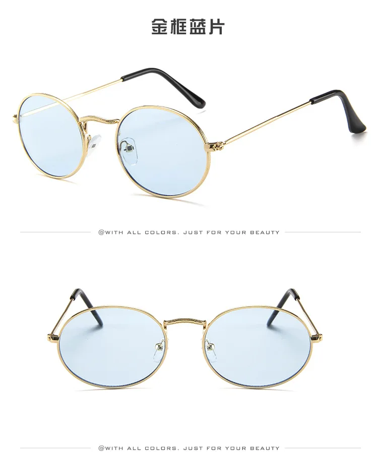 Versión Coreana de gafas de sol ovaladas tendencia 2024 gafas de sol Retro gafas de sol de Metal para hombres y mujeres al por mayor