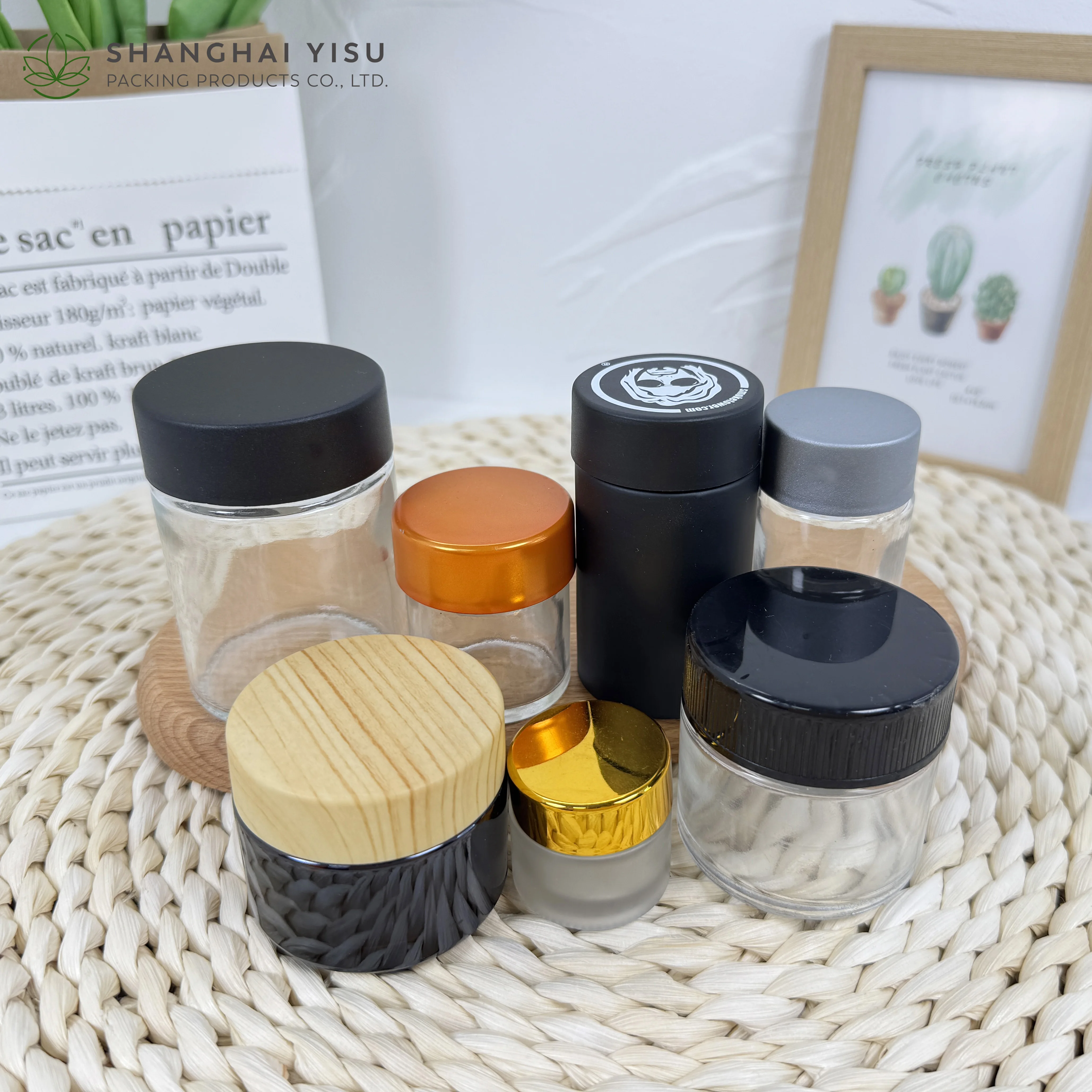 Custom Logo Printing 1 3 5 7 9 Gram Glass Jars Containers
