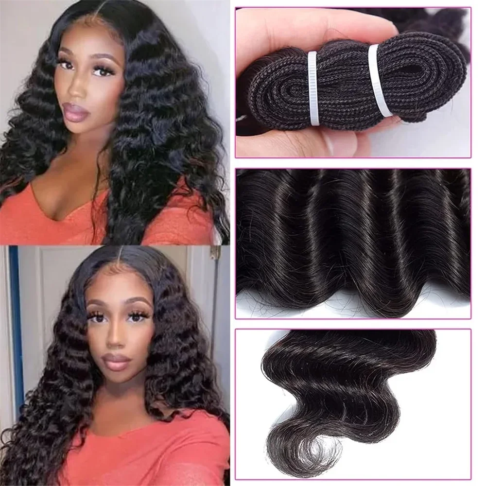 Extensions de cheveux Loose Deep Wave Cheveux brésiliens Remy Tissage en lot 8-32 pouces Cheveux humains bruts 1/3/4 Offre pour femmes noires_voghion.com
