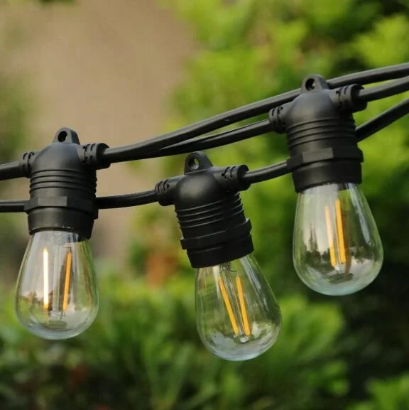 15m A60 LED Fixed Suspended Socket String Light E27 Waterproof LED Retro Edison Filament Bulb Outdoor Garden Garland Patio Party
