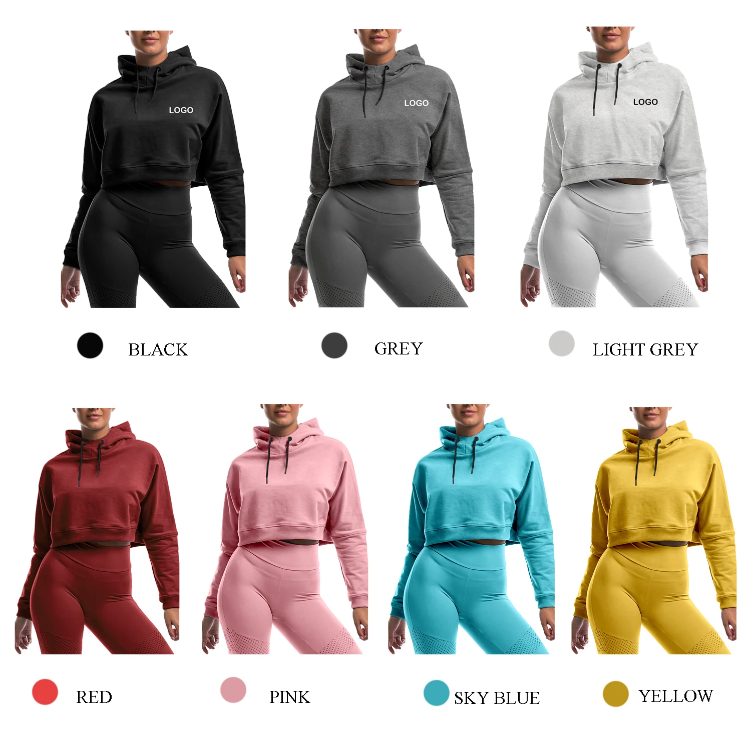 High Quality Blank Customized Logo Long Sleeve Crop Top Hoodie Women Cotton Casual Hoodies for Women