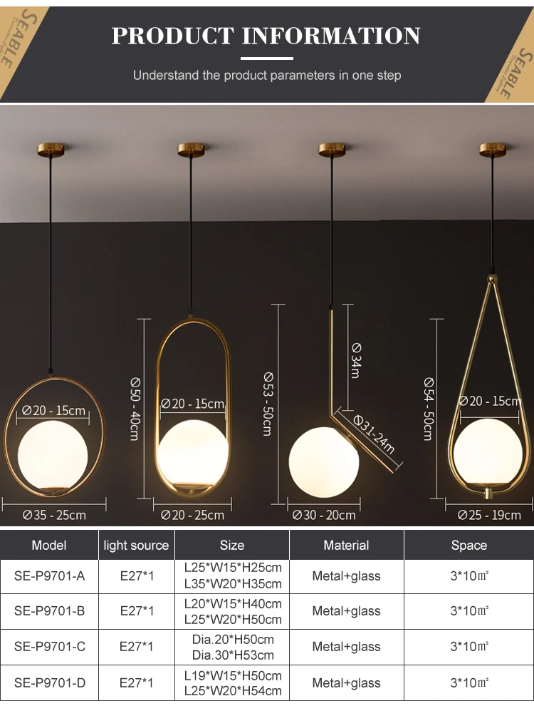 Fashion Design Indoor Home Cafe Restaurant Decoration Modern Glass Led Pendant Light