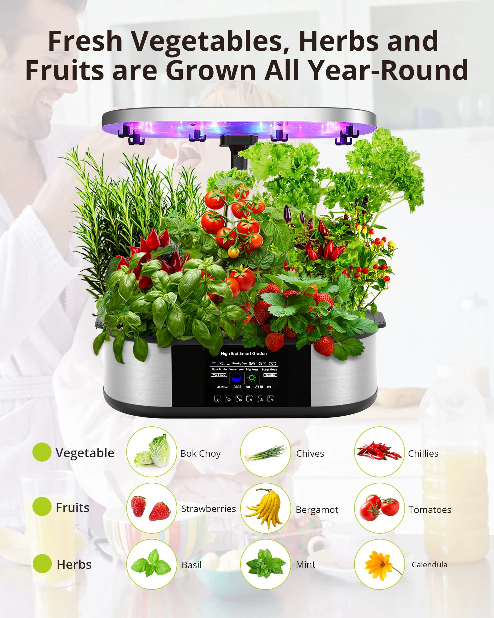 30w Smart App Remote Control Led Grow Lights Indoor Vegetable Growth ...