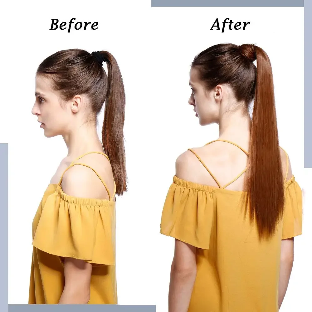 Straight #613 Wrap Around Ponytail Extensions, Clip in Human Hair Ponytail Extension for Women_voghion.com