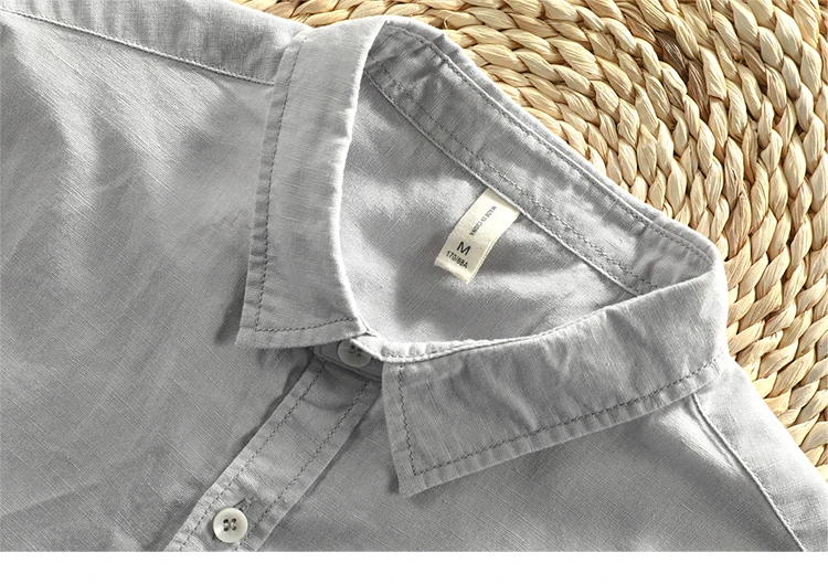 Men's casual cotton and linen short sleeve shirt for men in summer