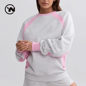 Factory Wholesale Women Fitness Clothing French Terry Crew Neck Gym Sweater Cotton Jumper Oversize Sweatshirts