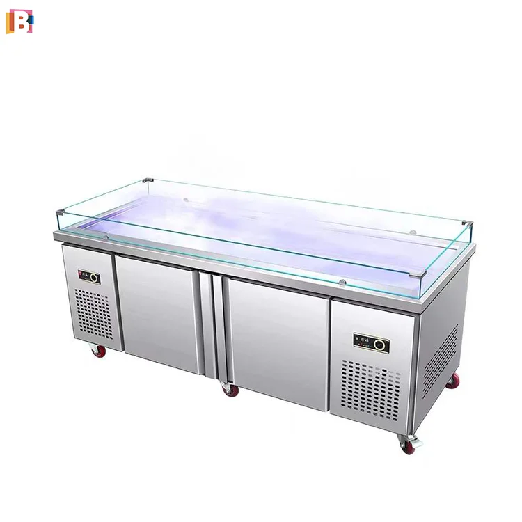 スーパーマーケット用ステンレス製冷凍鮮魚陳列ケーステーブル冷凍庫