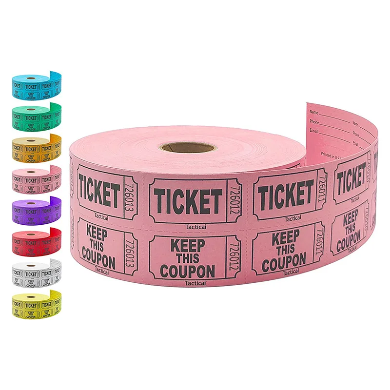 Boletos de rifa estándar personalizados de 2 partes; numerados por ambos lados - Tinta negra sobre papel de color - México Boletos de rifa estándar personalizados de 2 partes; numerados por ambos lados - Tinta negra sobre papel de color - México