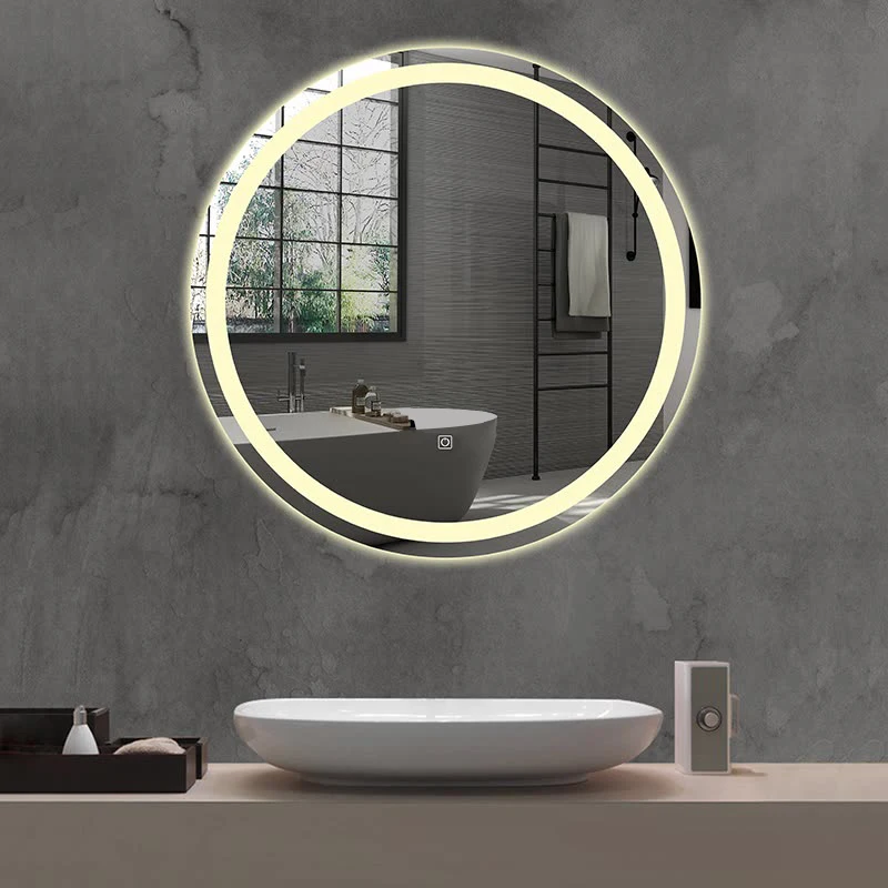 60cm Contemporary Bathroom Mirror With Light Adjustable Color Temperature Round Smart Led Mirror