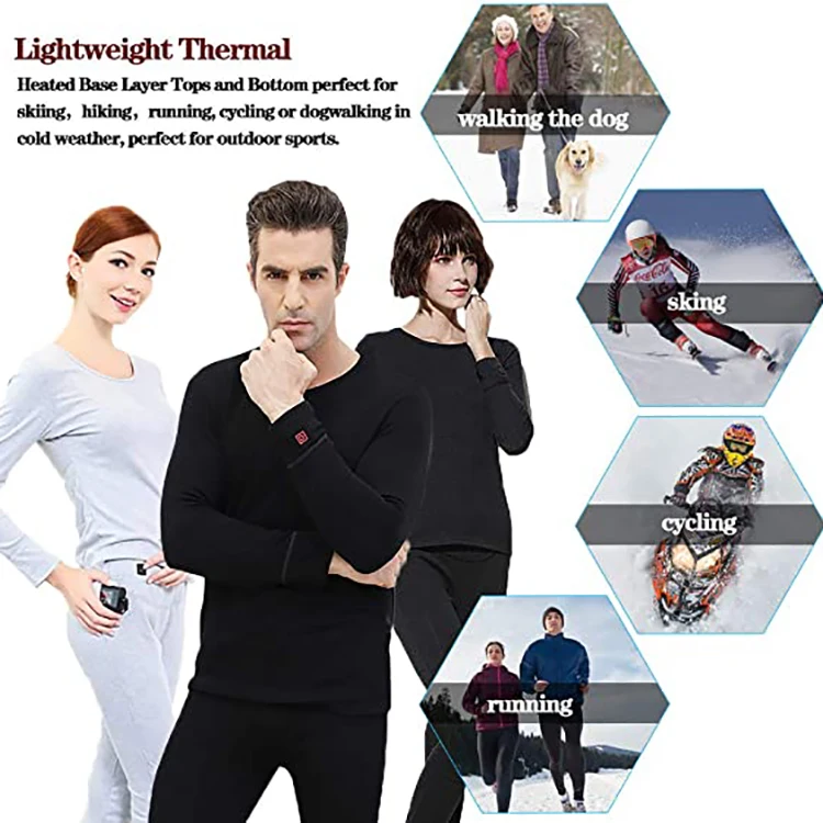 Savior winter electric battery heating long thermal suit underwear for men and women