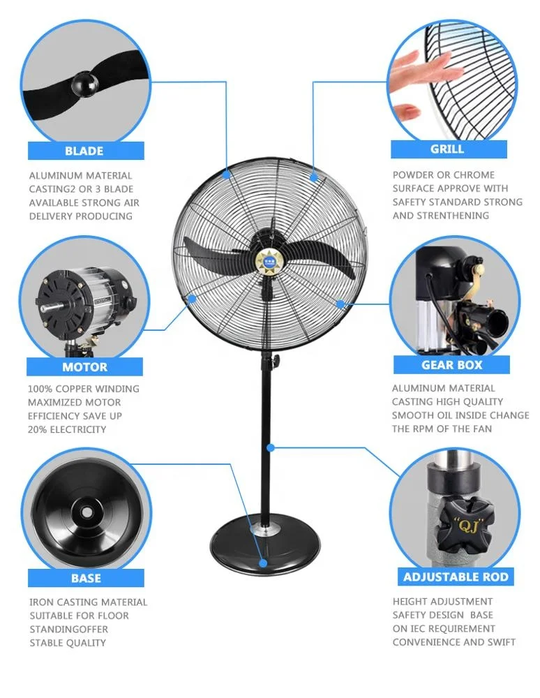 Cooling Industrial Stand Fan, 650mm, ORL, Wall - detail 26