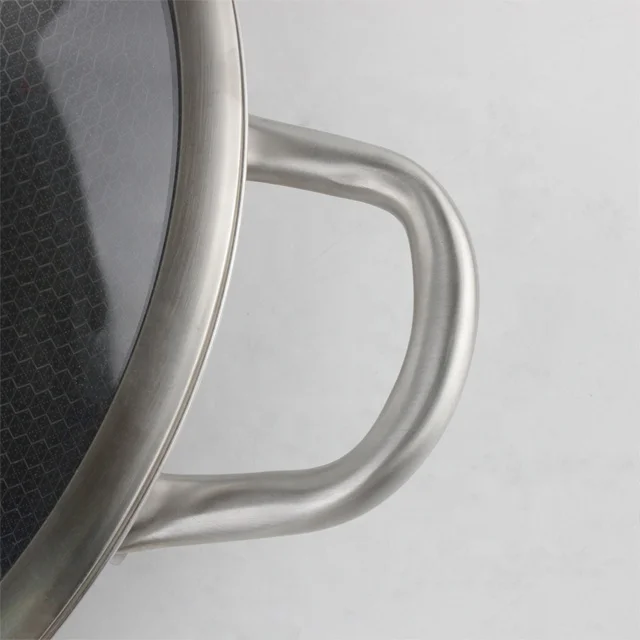 Honeycomb wok pan stainless steel 304 cookware frying pan 32cm nonstick pans