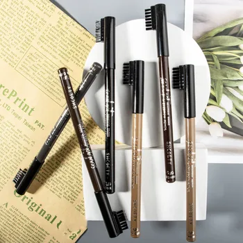 New Design Black Eyebrow Pencil with Brush Waterproof Natural Wild Eyebrow Makeup Non-smudged Multi-color Makeup Eyebrow Pen