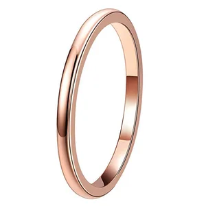 Coolstyle Jewelry Wholesale 2mm Stackable Rose Gold Plated Tungsten Carbide Ring for Women Fashion Engagement Wedding Band