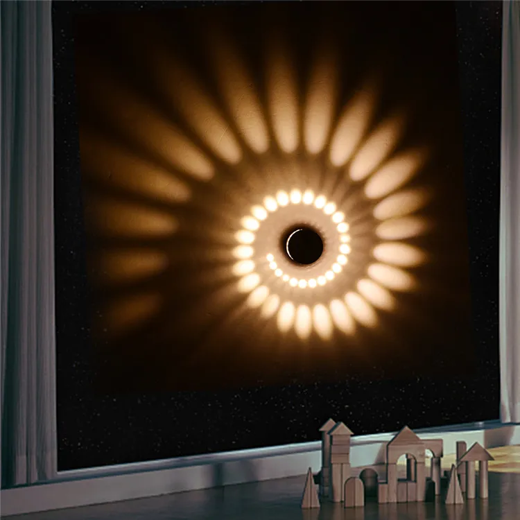Multi Colour Colorful Wall Light Led Spiral RGB Light With Remote Control