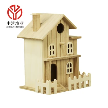 Large Unique Decorative wood house Traditional Wooden Bird Hut Hanging Wild House Bird Nesting Boxes for Garden