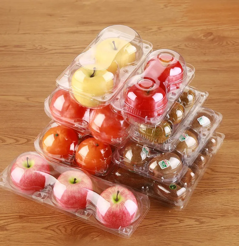 卸売透明プラスチックフレッシュアップル・キウイ果物クラムシェルボックス