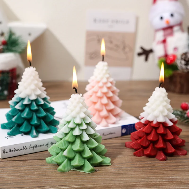 Winter Candle Christmas Tree Shape Scented Aroma Candle Ambiance Sensation Snowflake Christmas Modeling Gift Christmas Candle