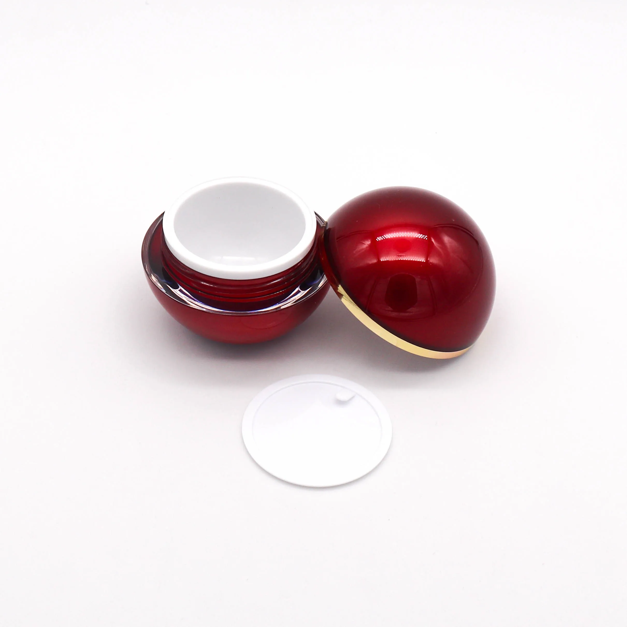 50ml Cosmetic Containers Round Ball Shape Red Acrylic Jar Plastic Cosmetic Packaging