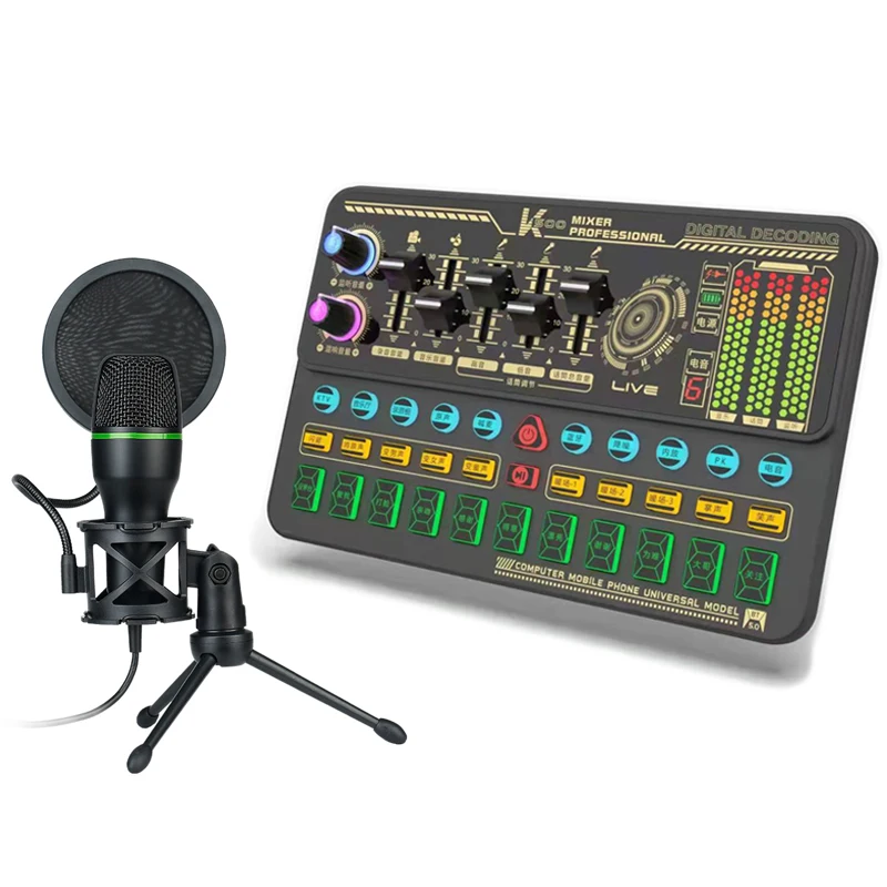 Podcast Desktop Setup Sound Card K500 Audio Card With Effects Podcast ...