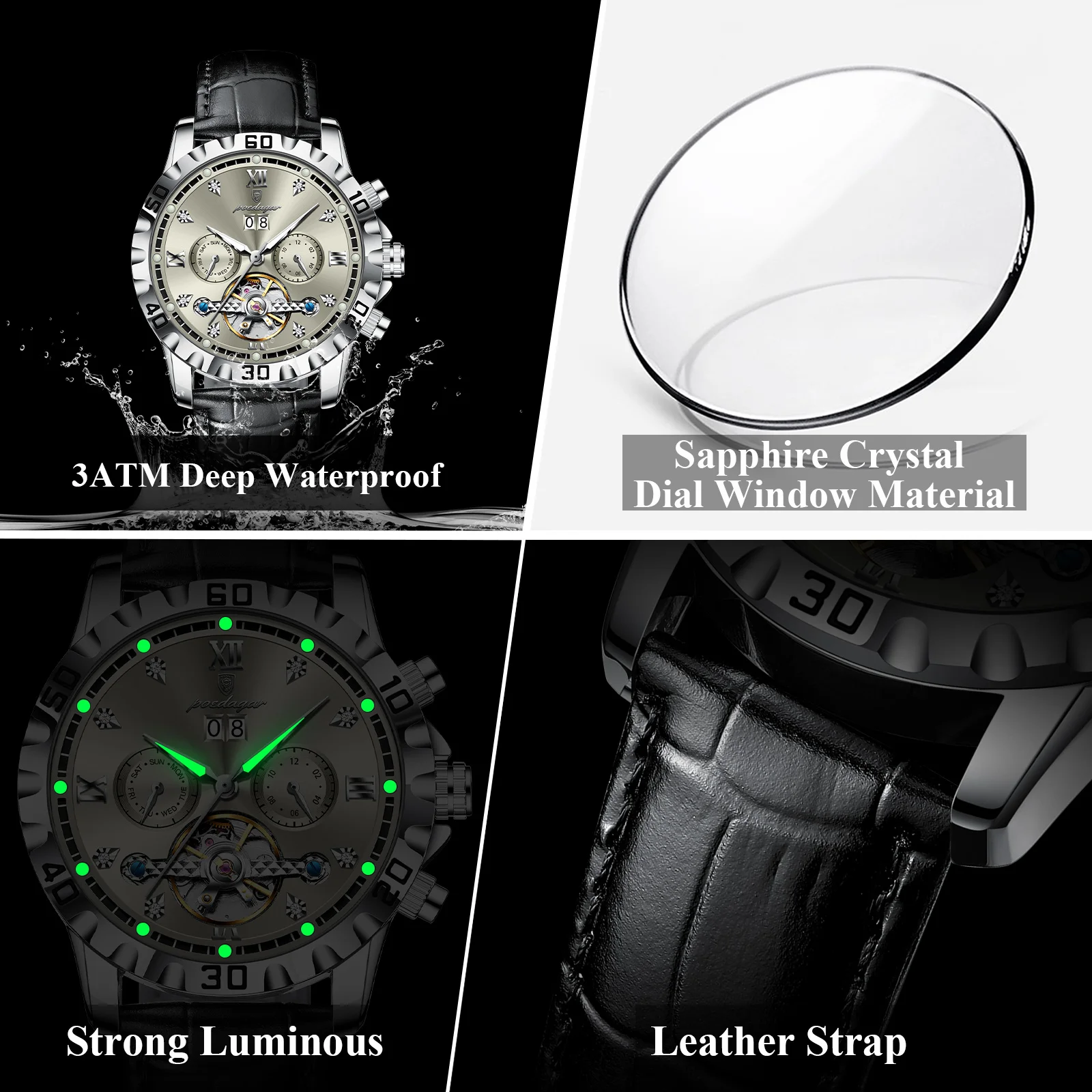 Poedagar 1418 Luxury Automatic Tourbillon Watch