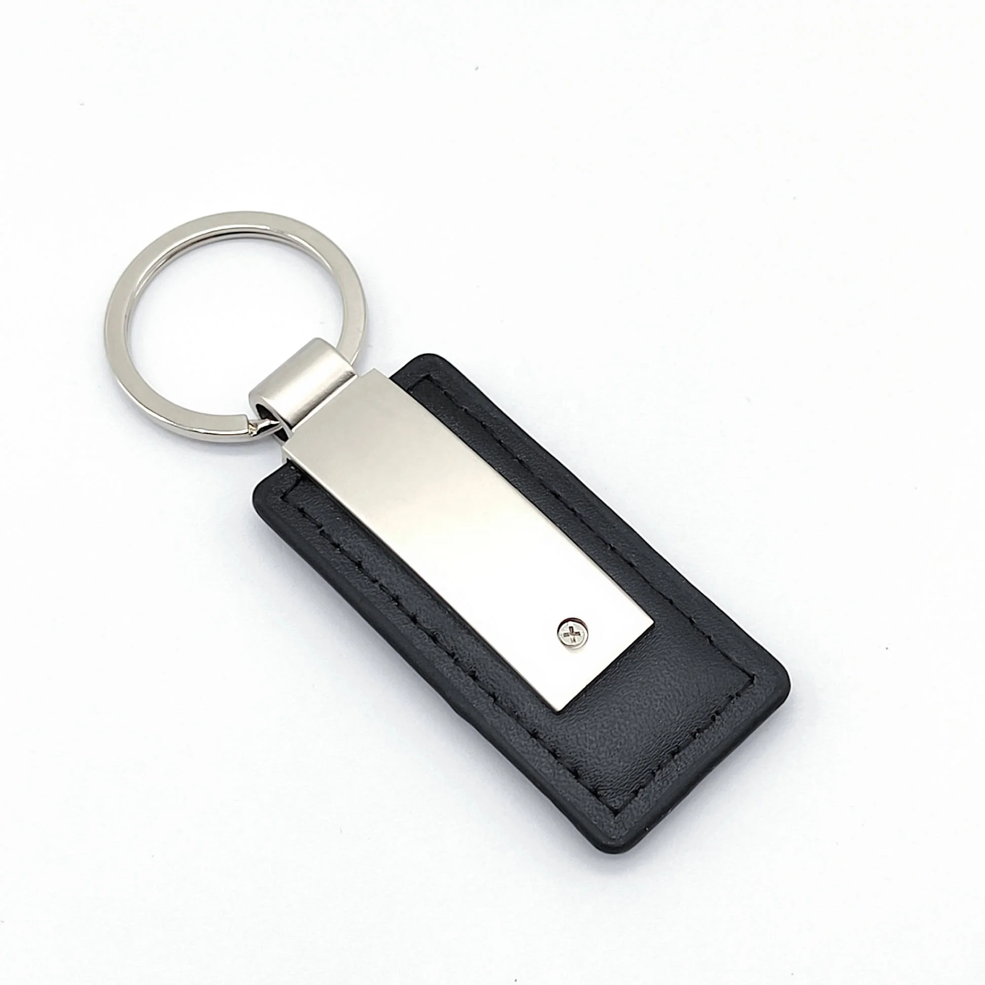 Custom Logo Metal Car Key Tag Leather Chain Key Ring Keyring Laser LOGO Pu Leather Keychains Llavero Personalizado
