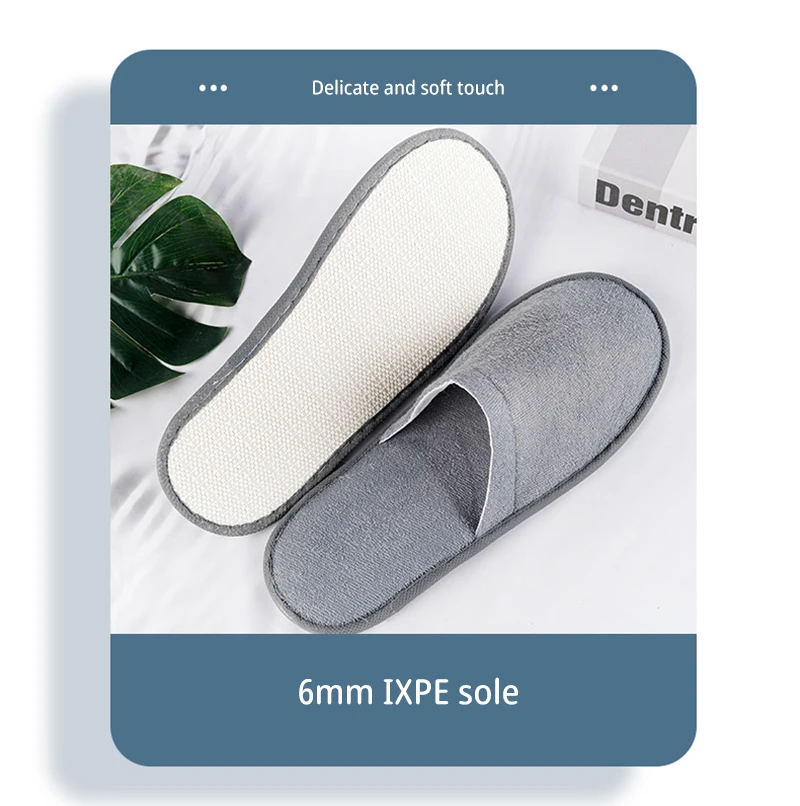 Hotel Disposable Slippers Closed Toe Linen Men Indoor Soft Slipper Home Guest Nonslip Slides